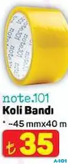 NOTE 101 KOLİ BANDI 45 MM X 40 M indirimli fiyat NOTE 101 KOLİ BANDI 45 MM X 40 M fiyat ve kampanya bilgisi